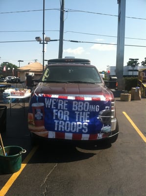 BBQ for the troops. Feeding our heros'