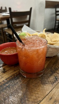 Strawberry Margarita with Chips & Salsa