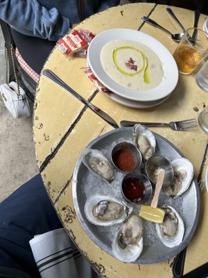 Claim New England Clam Chowder & 1/2 Dozen Local Oysters