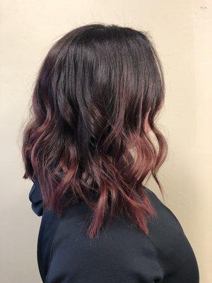 Toned her previous balayage with some rich tones.