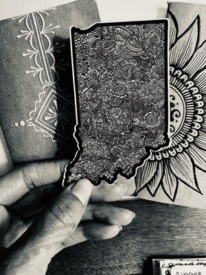 I also purchased this incredible digital henna art sticker of our beloved state of Indiana.