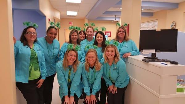 Our pediatric dental staff having some office fun! We especially love holidays and special occasions!