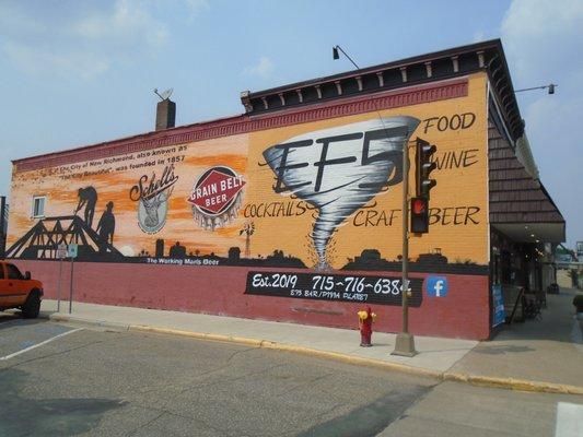 Giant mural on the south side of the building.