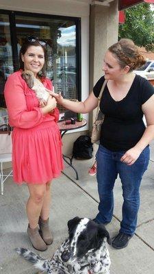 Someone else named Terri with her Holland rabbit outside of Lewis and Cluck.