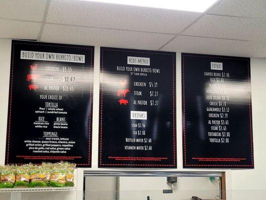 Menu.  Sorry about the glare.