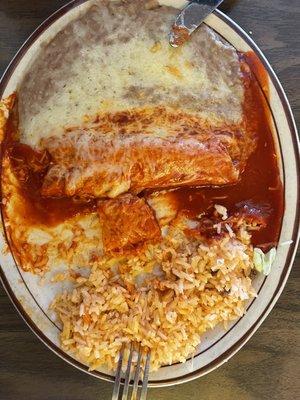 This WAS two enchiladas and one taco ...but by the time I remembered to take a pic the taco had vanished.