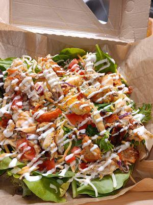 Our monstrous Chef Salad with ham, turkey, or chicken drizzled with your choice of dressing! YUM!