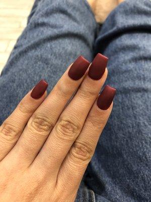 Matt burgundy set and a burgundy pedi