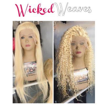 Full lace deep wave and straight Russian blonde 613 wig.