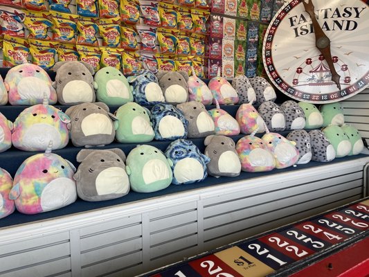 Squishmallow prizes! A super big hit this year! They're located at different games and in the arcade.