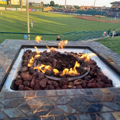 Firepit in operation after a member of the staff had to fight with it for most of the 1st inning.