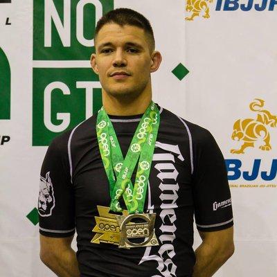 Coach James Clingerman of Indiana Brazilian Jiu-Jitsu Academy on the Podium at IBJJF No-Gi Pans.