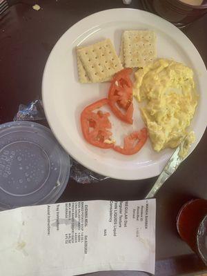 Supper tonight for residents. Egg salad. Bowl of watery soup to.