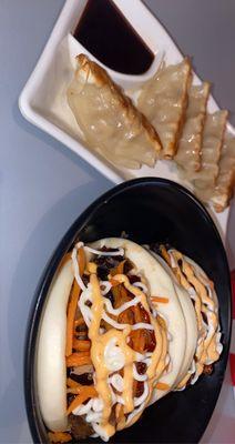 Pork gyoza and beef bao buns