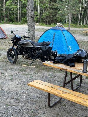 Motorcycle tent camping