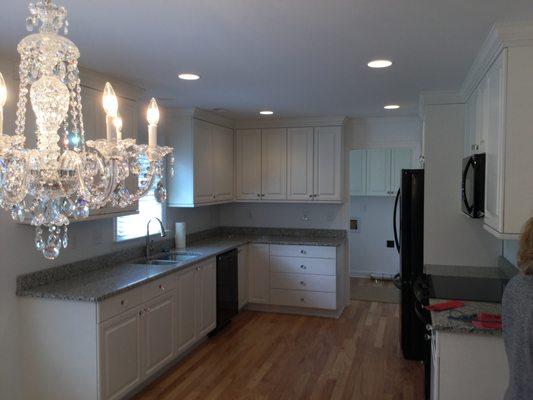 Updated kitchen after a fire damage repair.