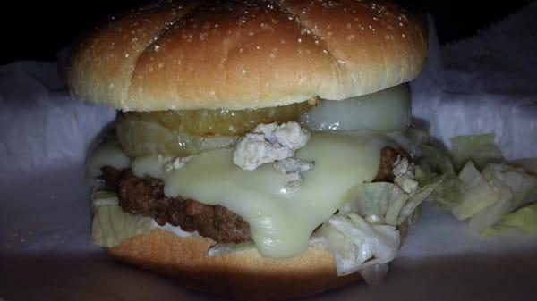 Our now famous Bleu cheese burger with grilled maui onions!