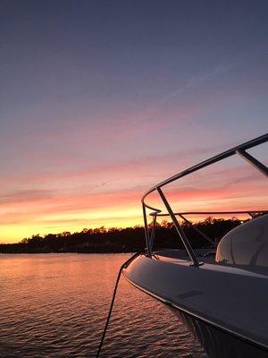 Beautiful sunset at Wrightsville Beach Marina.