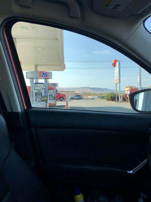 From car parked at gas pumps looking towards what I believe is Canyon Road