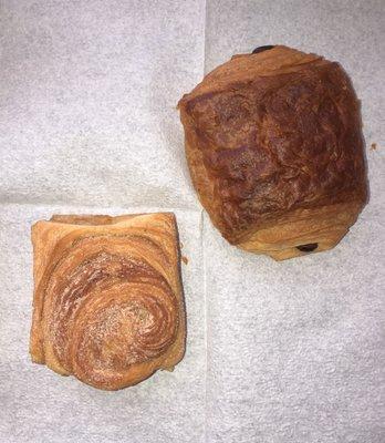 bottom left: Morning Roll top right: chocolate croissant