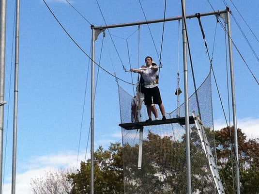 Fly School Circus Arts flying trapeze lessons with Kory Aversa and friends.