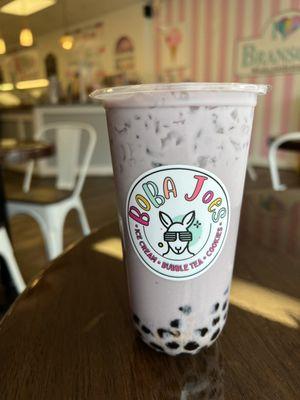 Taro milk tea with tapioca boba