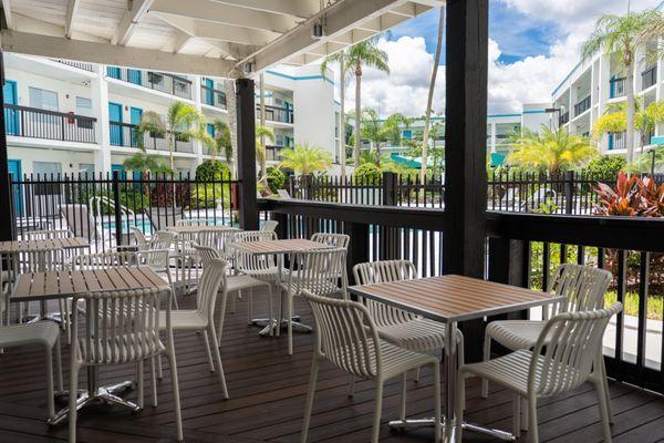 Enjoy a refreshment or a nice bite to eat on our newly renovated deck and patio area.