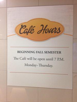 New 2017 fall hours