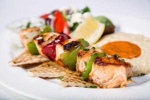 Salmon kabob plate