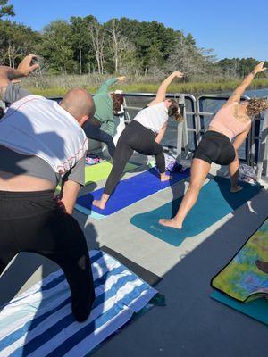 Boat Yoga with our friends at Sand Dollar Cruises