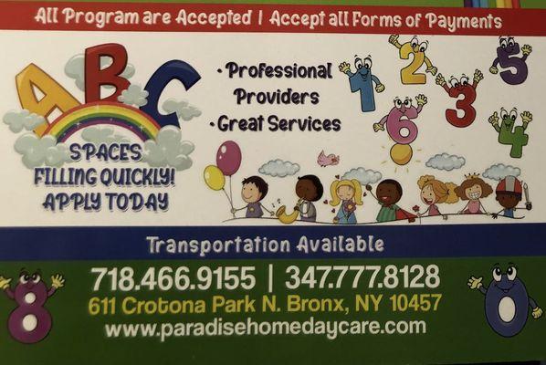 Daycare, ChildCare, Infant Care.