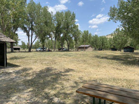 Simple park with tables and shelters for picnics. Bathrooms available. Located outside the entrance of Theodore Roosevelt National Park.