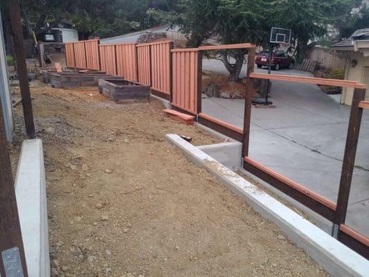 backfilled wall in inset corner (fence by JB fence)