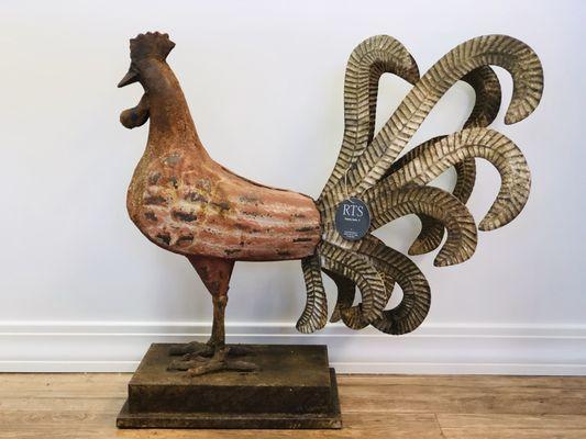 Large Cast Iron and Metal Rooster Home Decor