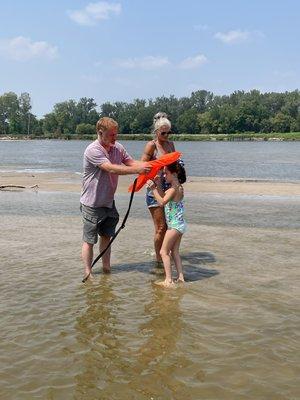 In the middle of the Platte River!