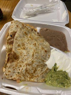 Quesadilla with beans and rice