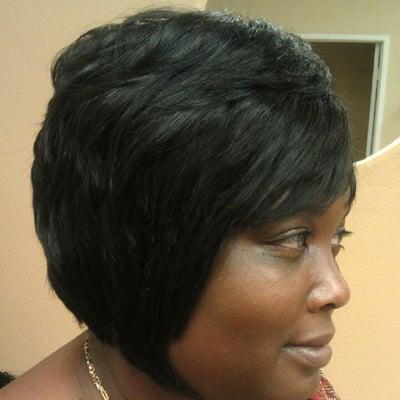 After weave sewn in cut/ styled