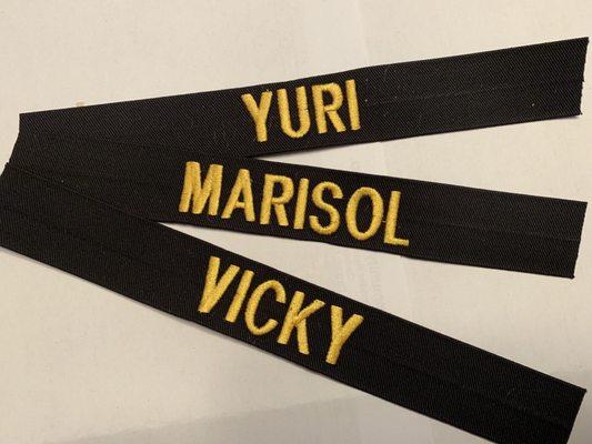 Name Tapes (black with gold)