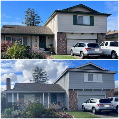 Before and after exterior paint