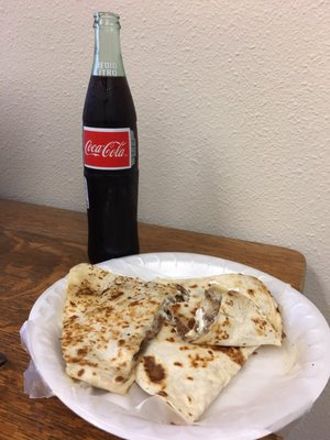 The BEST Asada Quesadilla and coke from Mexico ever. SO HAPPY YALL.