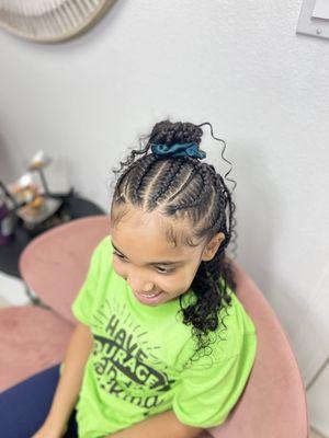 Half cornrows/half knotless braids