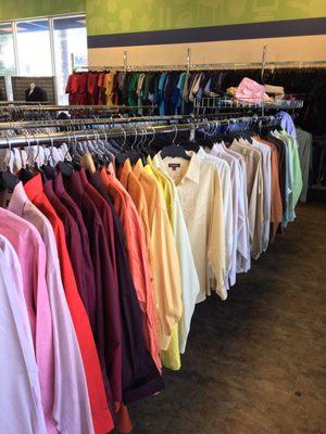 Clothes are not only sorted by type but also by color.  Makes shopping Easy.