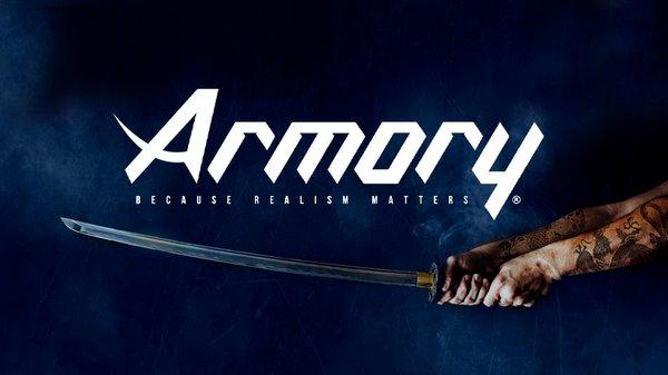 Armory Logo - 2 hands holding a sword that rests beneath the logo...