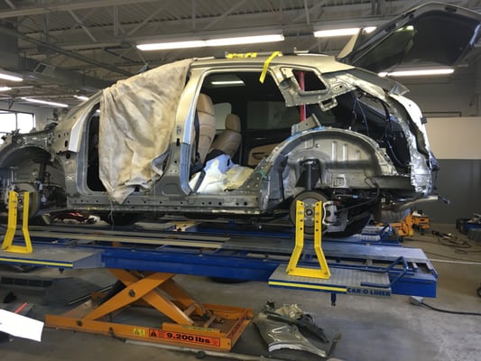 complete side panel of 15 Cadillac SRX being replaced - customer said it looked as "good as new" upon completion.