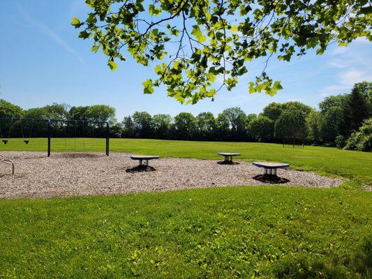 Bouncy platforms near swings