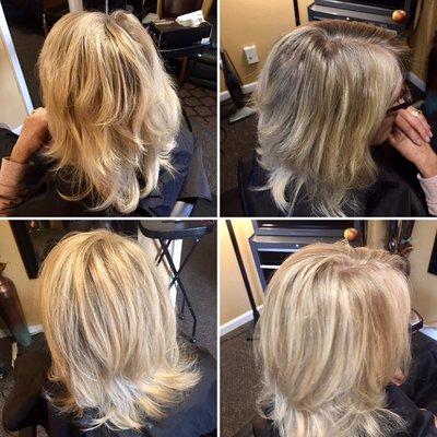 Before and after! Taking those blondes to the next level with some brightening and blending!