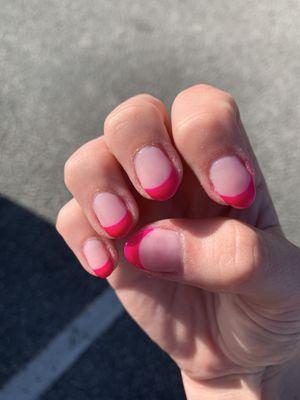 Gel with hot pink tips!