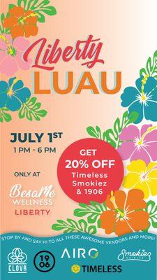 Join the BesaMe Wellness party on July 1st, 1pm-6pm! Free swag, promos, food, and fun! 20% off Smokiez, Timeless, and 1906.