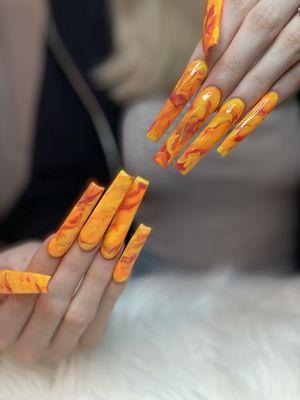 Stunning XXXL nails with marble design