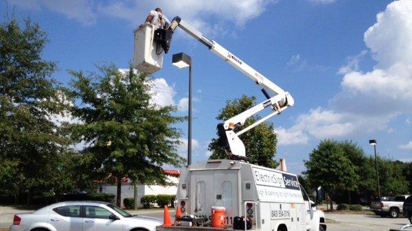 Parking lot light maintenance